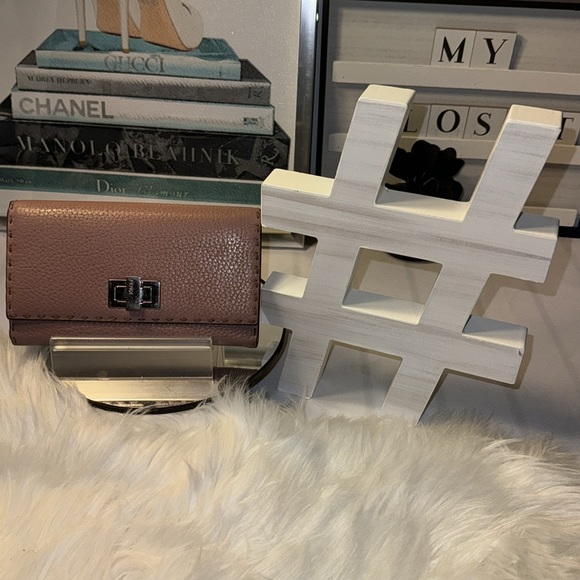 Fendi Wallet Selleria Peekaboo Long Bifold Pink Double Open Women's Leather - Picture 3 of 17